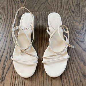 H&M Cream Leather Kitten Heels 39 8.5